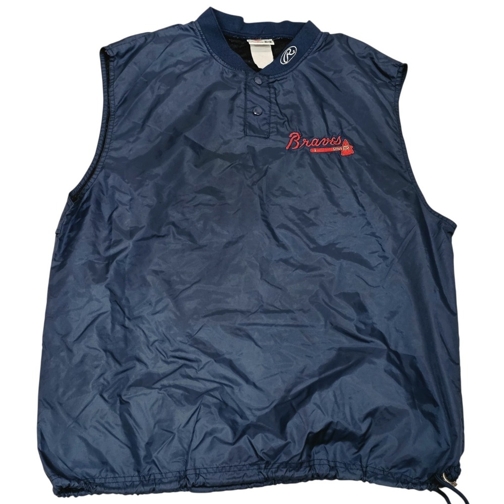 Atlanta Braves Rawlings Sleeveless Pullover Jacket Men's M Navy MLB Baseball